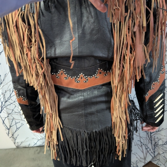 Fringe Leather Jacket with Beaded Accents - Picture 7 of 12